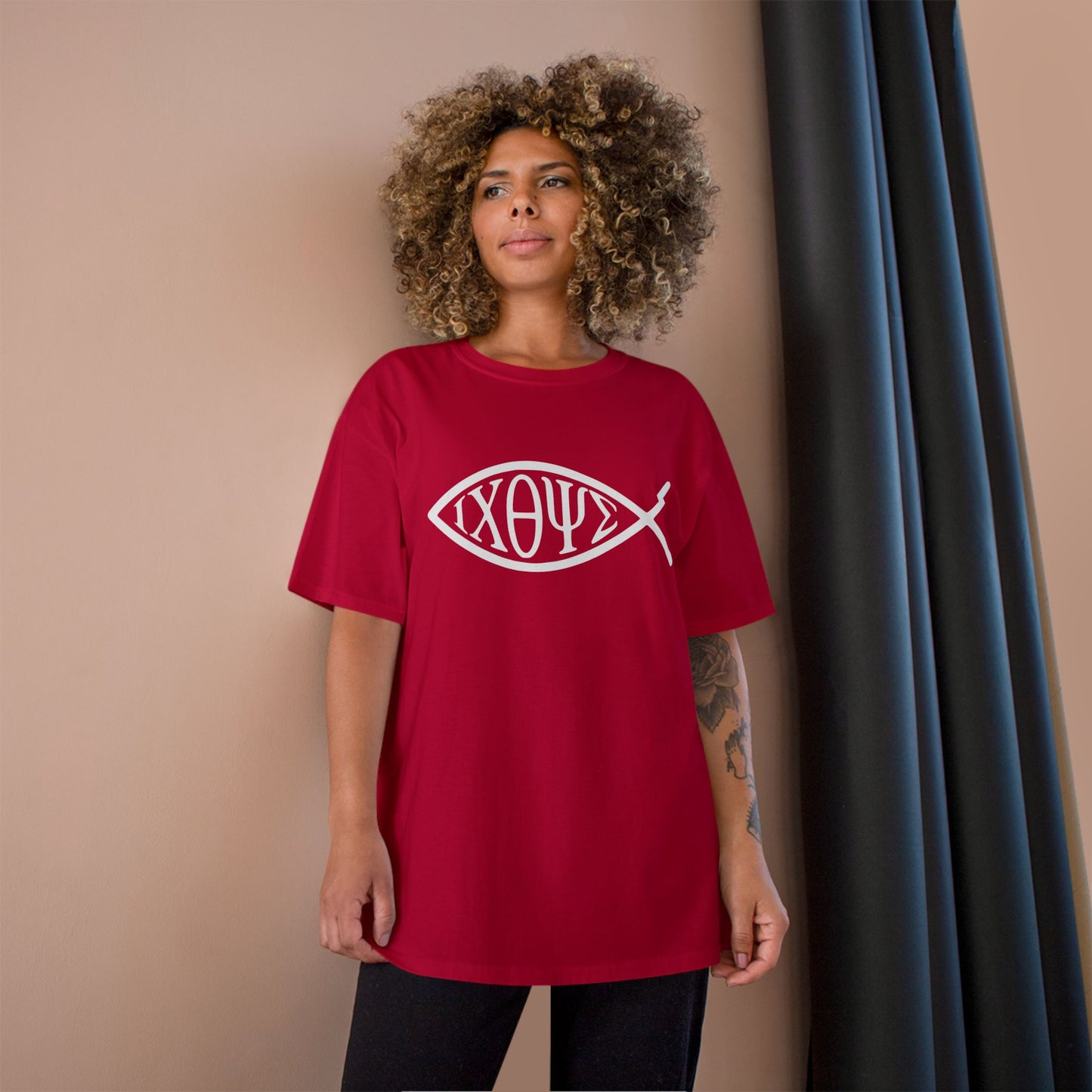 Ichthys: The Original Sign of Faith Under Fire ~ Champion T-Shirt