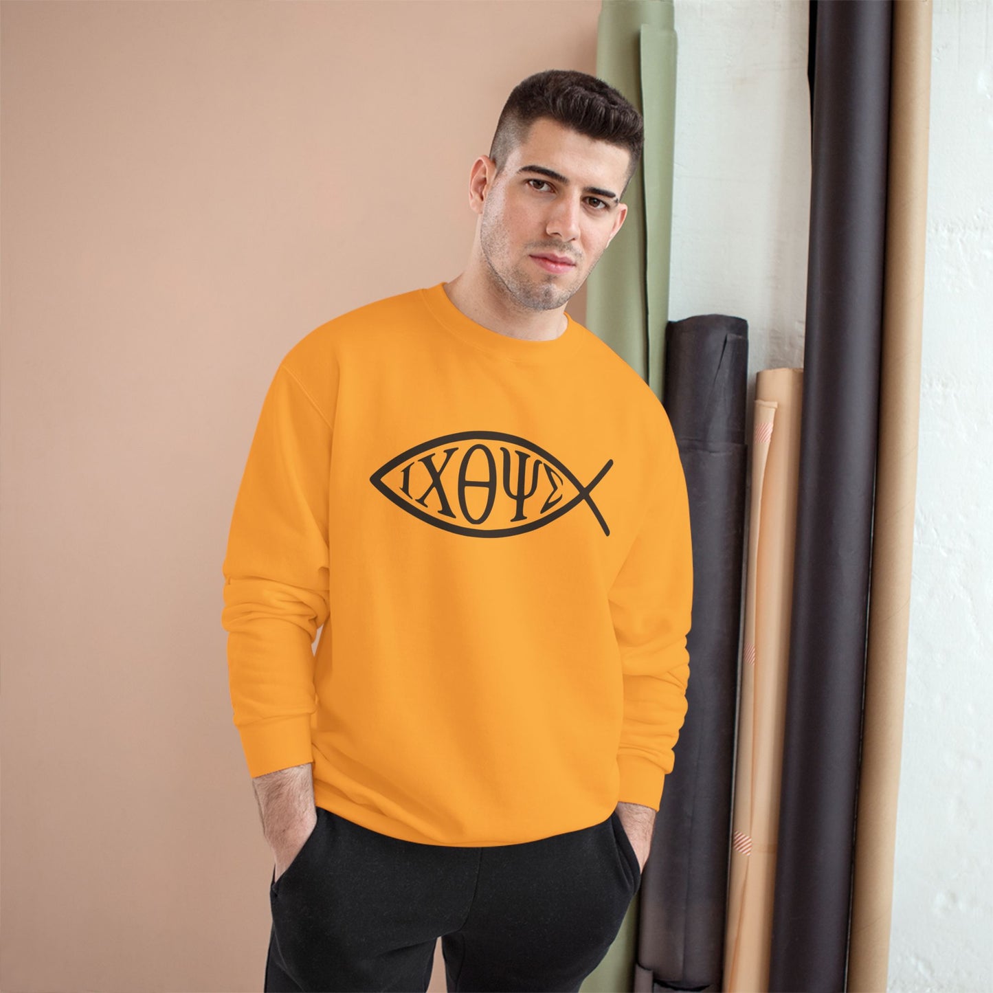 Ichthys: The Original Sign of Faith Under Fire ~ Champion Sweatshirt