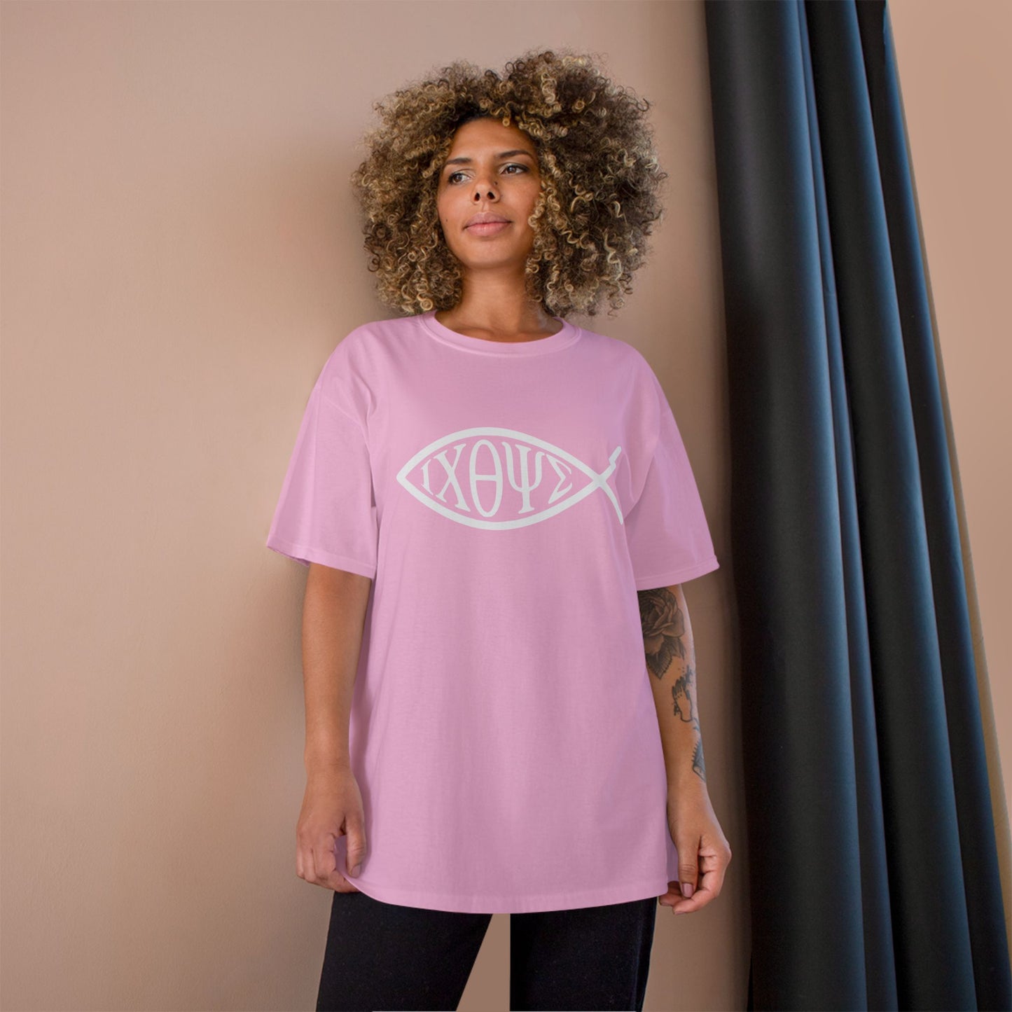 Ichthys: The Original Sign of Faith Under Fire ~ Champion T-Shirt