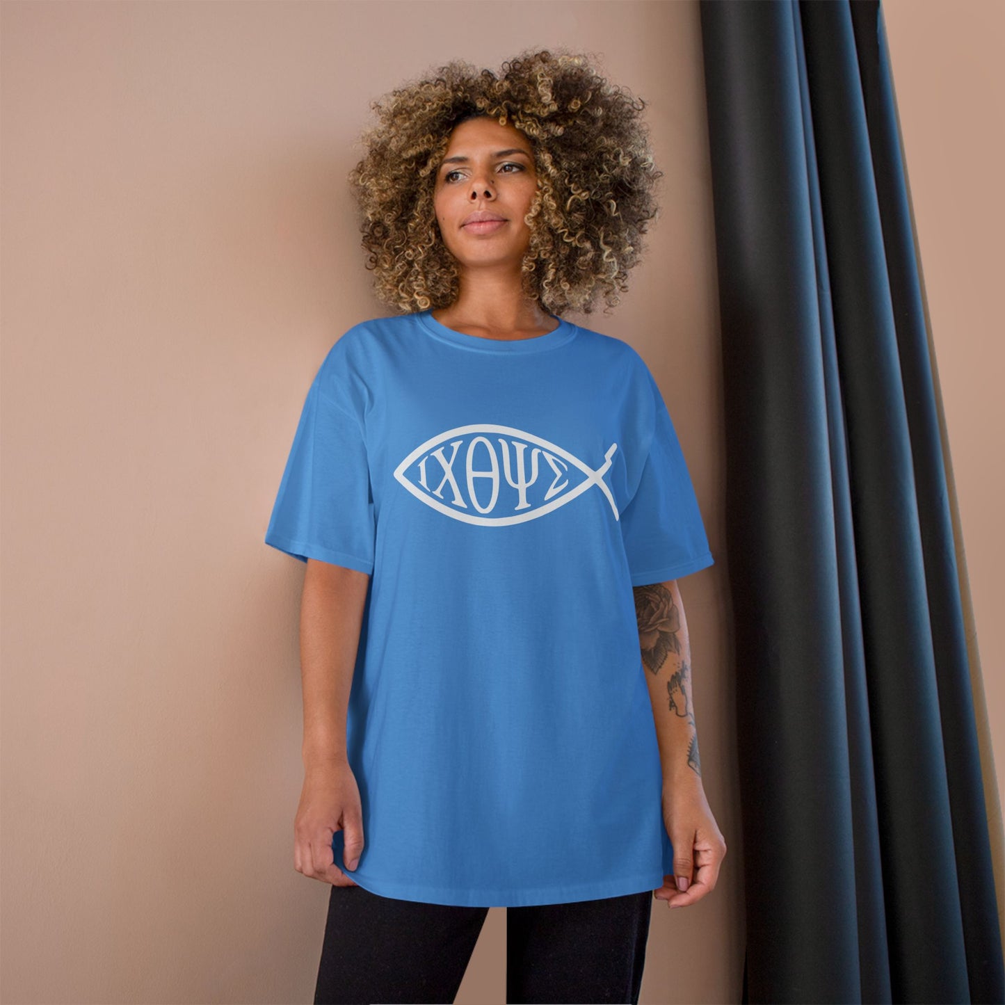 Ichthys: The Original Sign of Faith Under Fire ~ Champion T-Shirt