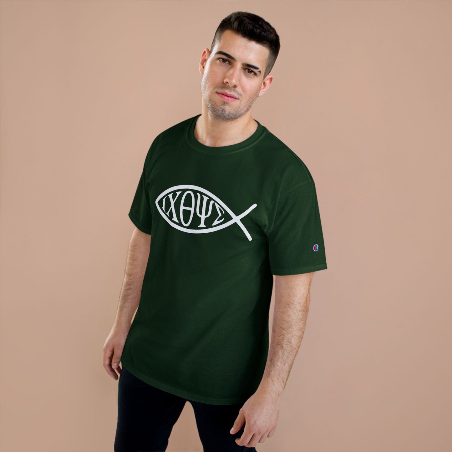 Ichthys: The Original Sign of Faith Under Fire ~ Champion T-Shirt