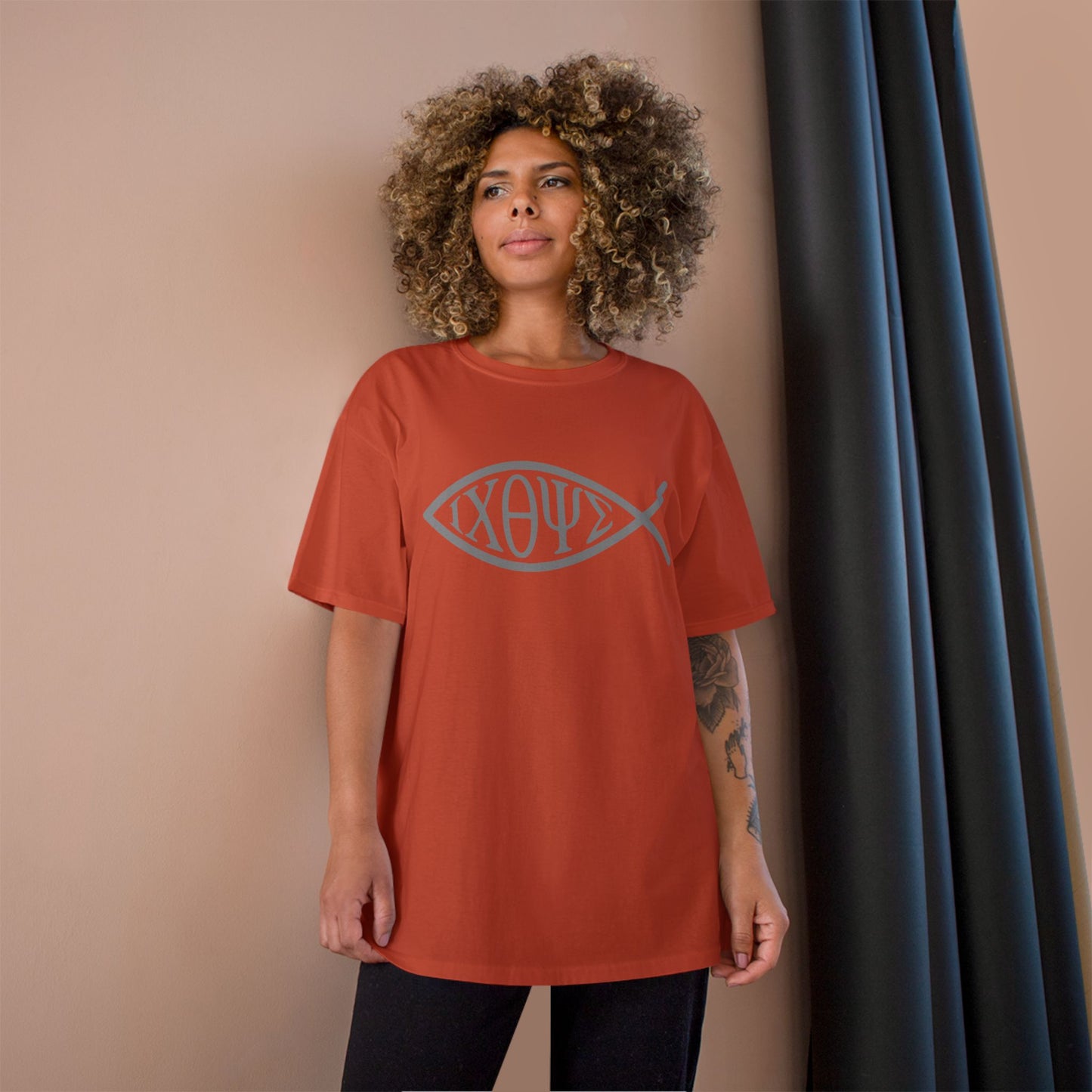 Ichthys: The Original Sign of Faith Under Fire ~ Champion T-Shirt