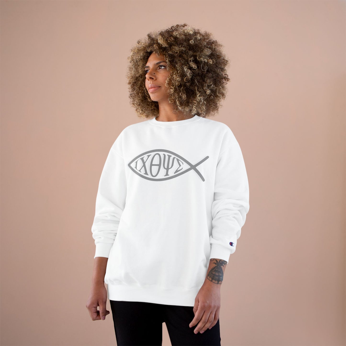 Ichthys: The Original Sign of Faith Under Fire ~ Champion Sweatshirt