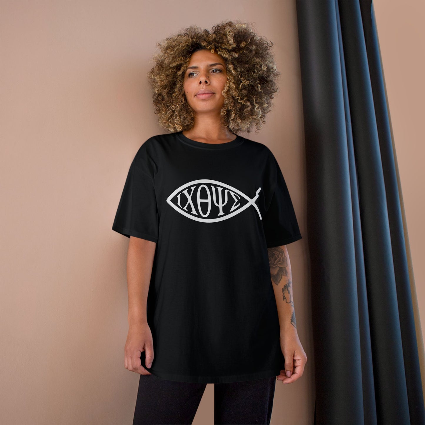 Ichthys: The Original Sign of Faith Under Fire ~ Champion T-Shirt