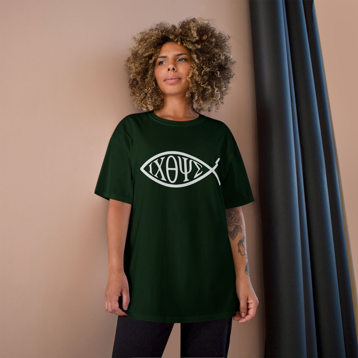 Ichthys: The Original Sign of Faith Under Fire ~ Champion T-Shirt