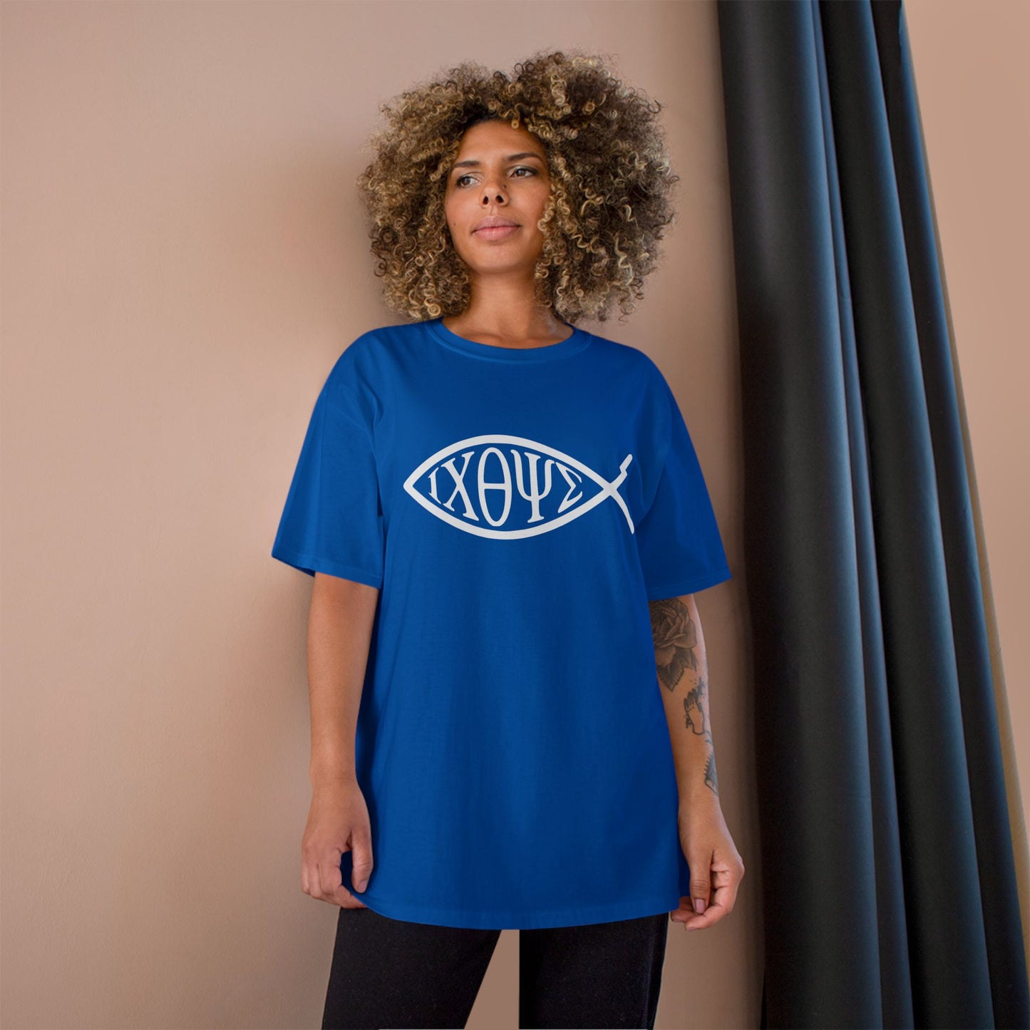 Ichthys: The Original Sign of Faith Under Fire ~ Champion T-Shirt