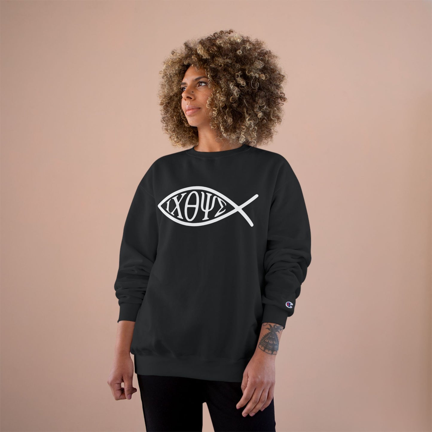 Ichthys: The Original Sign of Faith Under Fire ~ Champion Sweatshirt