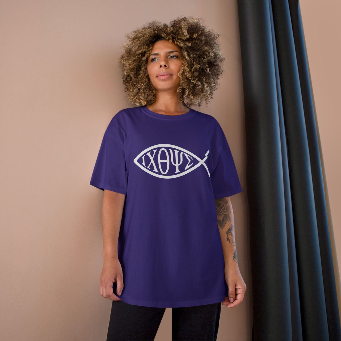 Ichthys: The Original Sign of Faith Under Fire ~ Champion T-Shirt