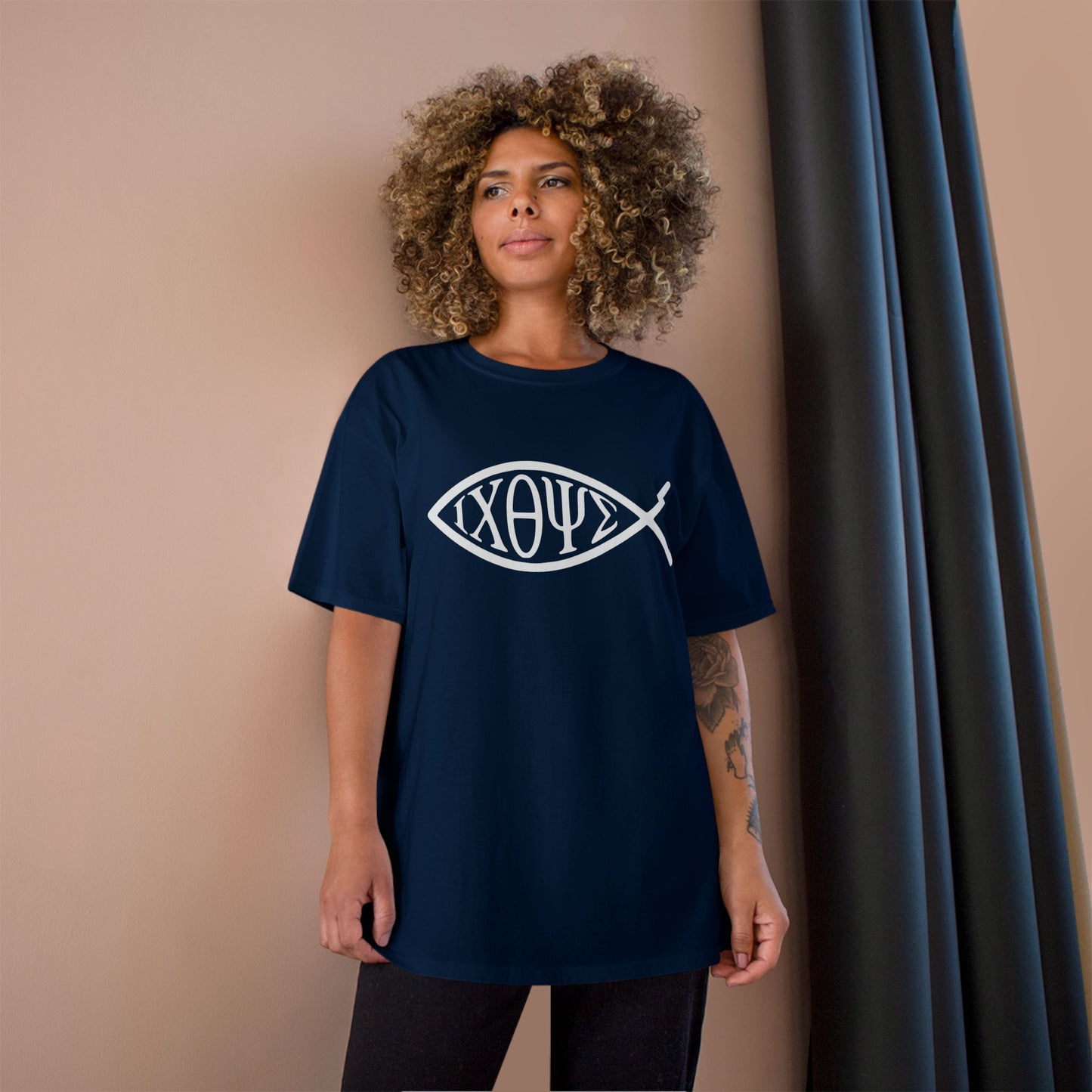Ichthys: The Original Sign of Faith Under Fire ~ Champion T-Shirt