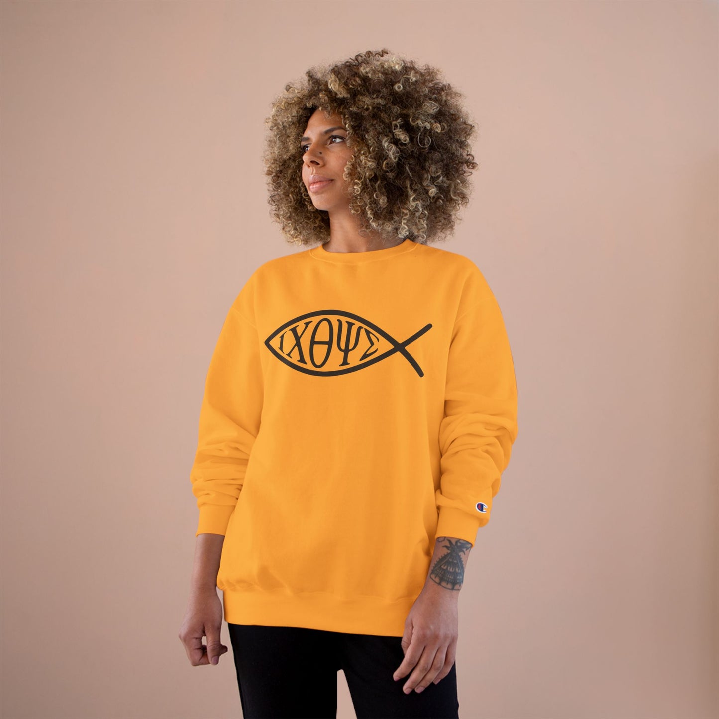 Ichthys: The Original Sign of Faith Under Fire ~ Champion Sweatshirt