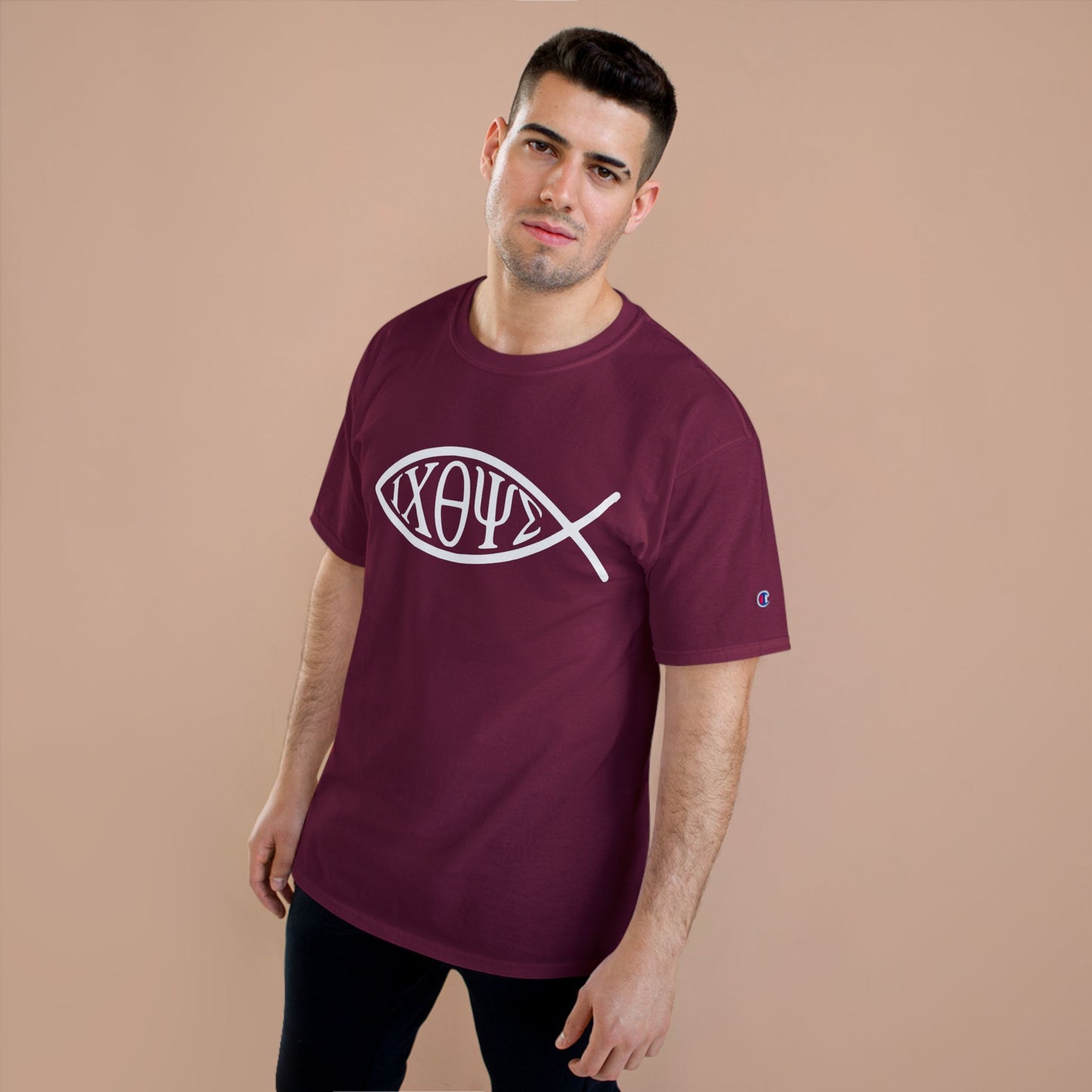 Ichthys: The Original Sign of Faith Under Fire ~ Champion T-Shirt