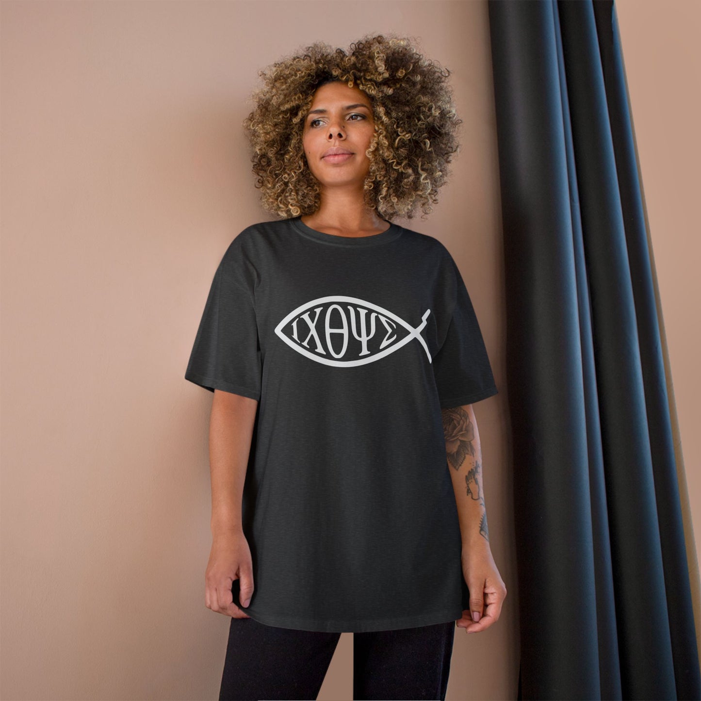 Ichthys: The Original Sign of Faith Under Fire ~ Champion T-Shirt