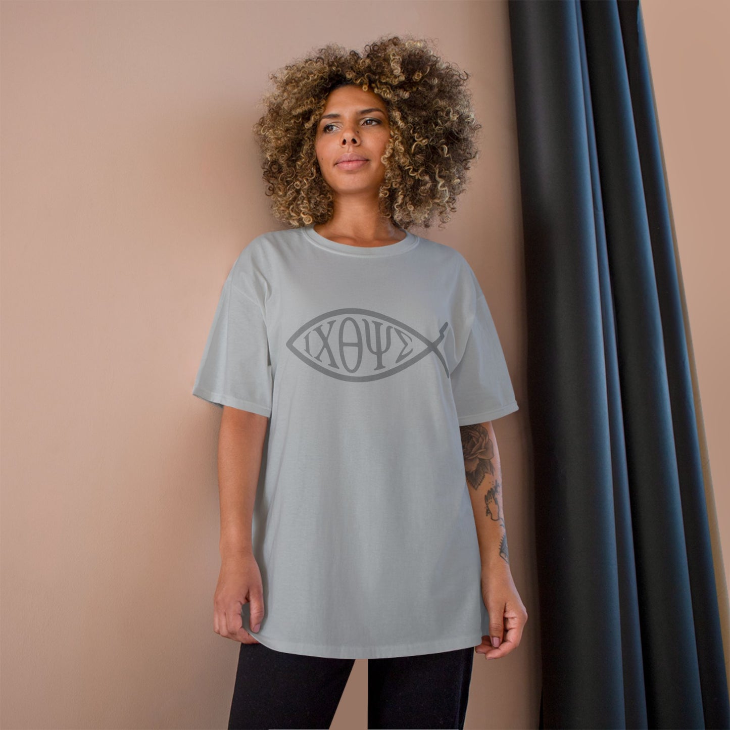 Ichthys: The Original Sign of Faith Under Fire ~ Champion T-Shirt