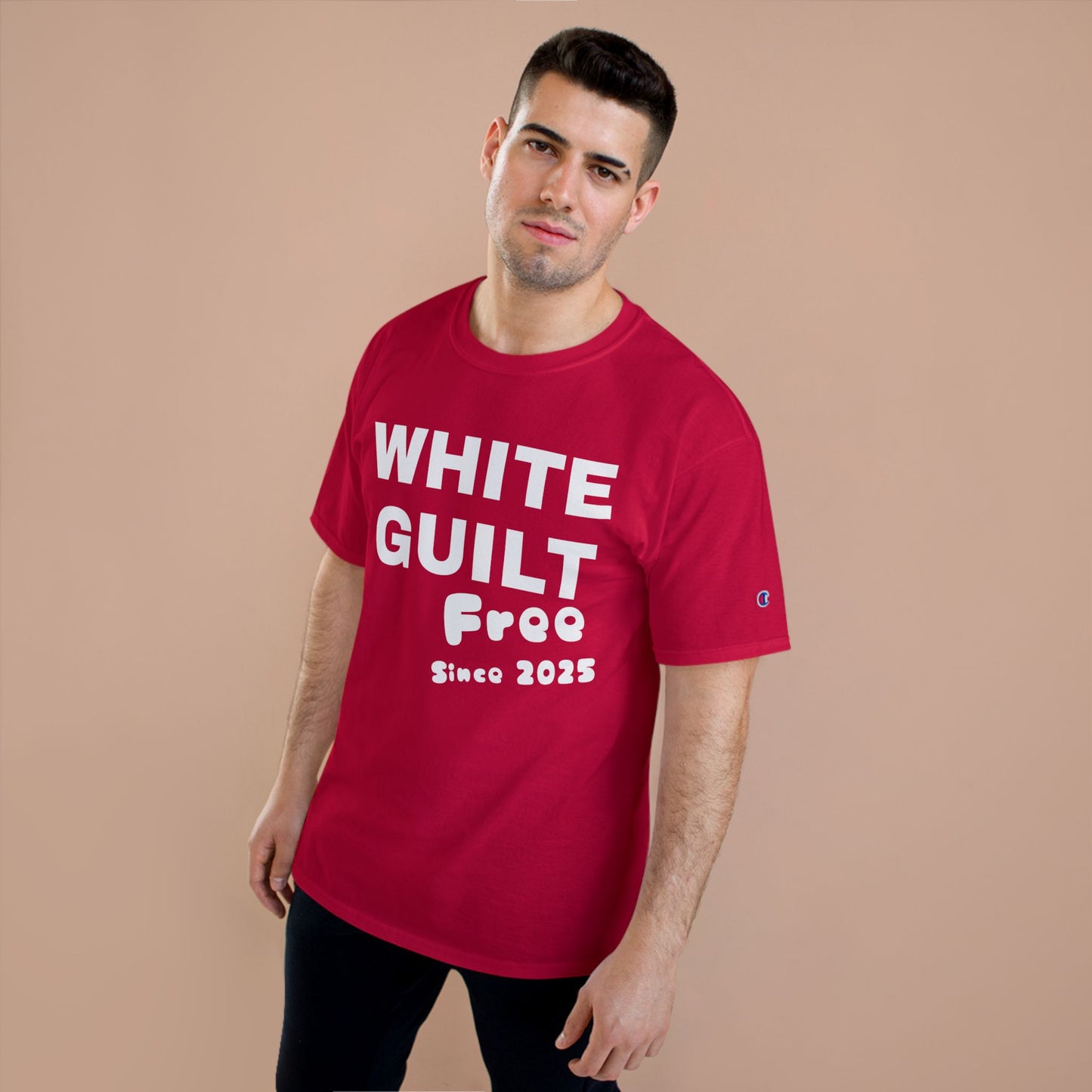 T-Shirt — "WHITE GUILT Free Since 2025" Graphic Tee
