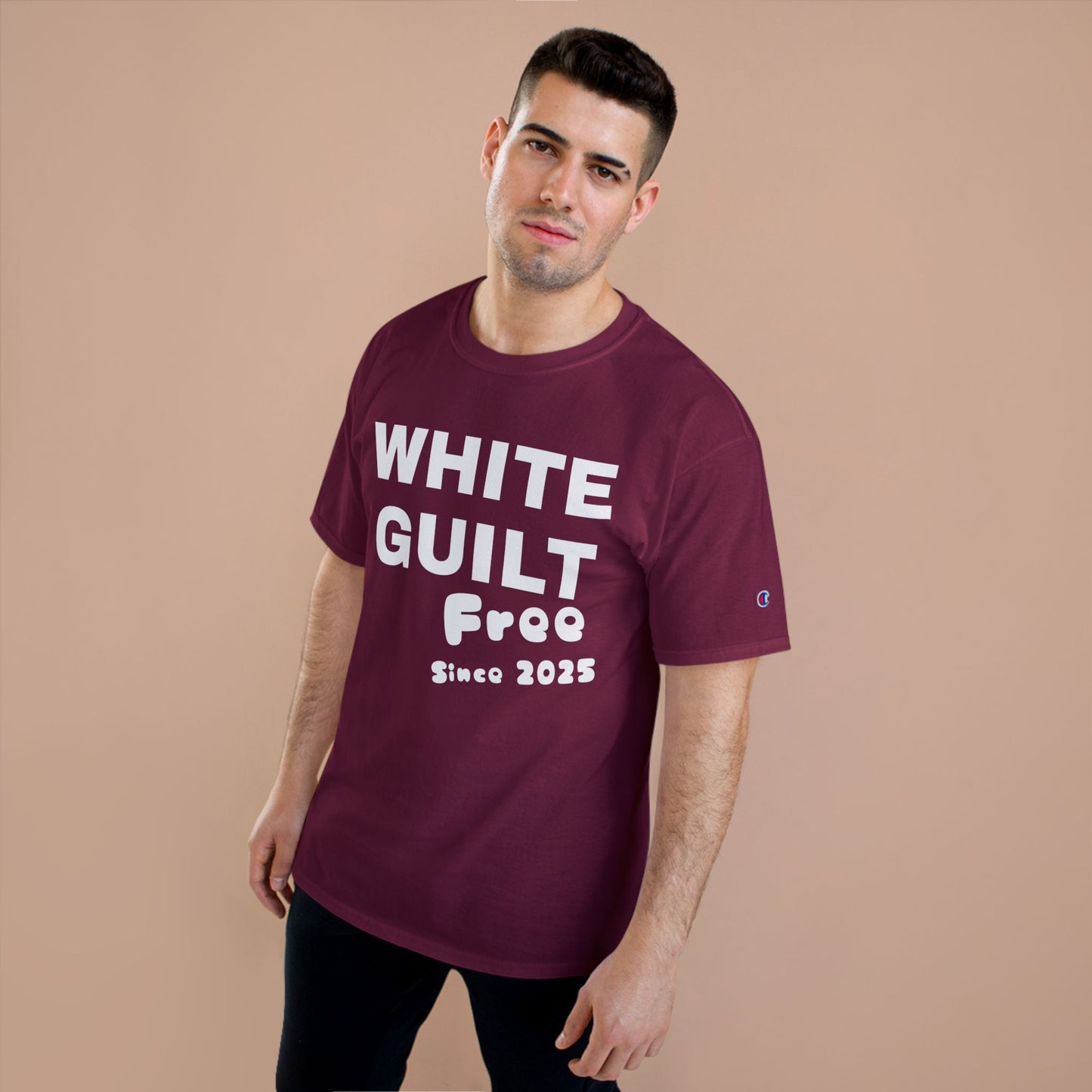 T-Shirt — "WHITE GUILT Free Since 2025" Graphic Tee