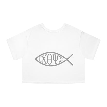 Ichthys: The Original Sign of Faith Under Fire ~ Champion Women's Heritage Cropped T-Shirt