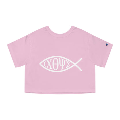 Ichthys: The Original Sign of Faith Under Fire ~ Champion Women's Heritage Cropped T-Shirt