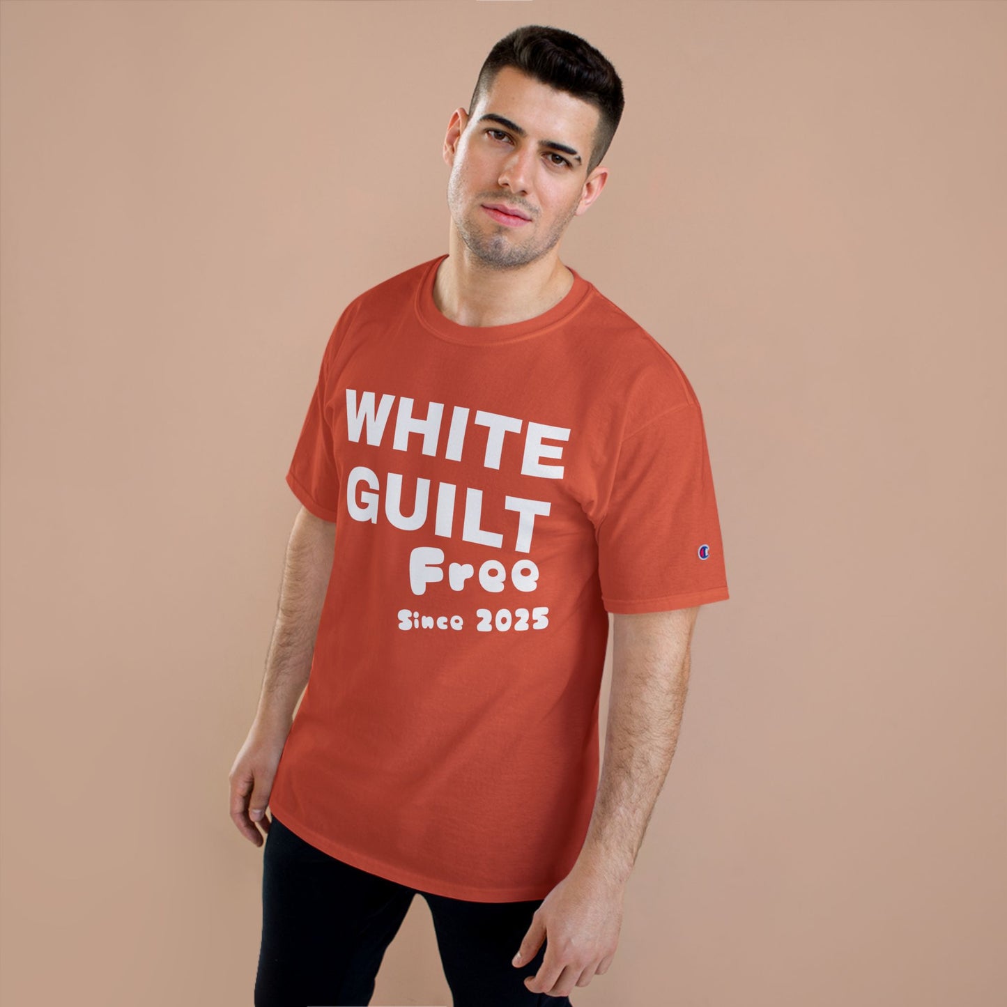 T-Shirt — "WHITE GUILT Free Since 2025" Graphic Tee