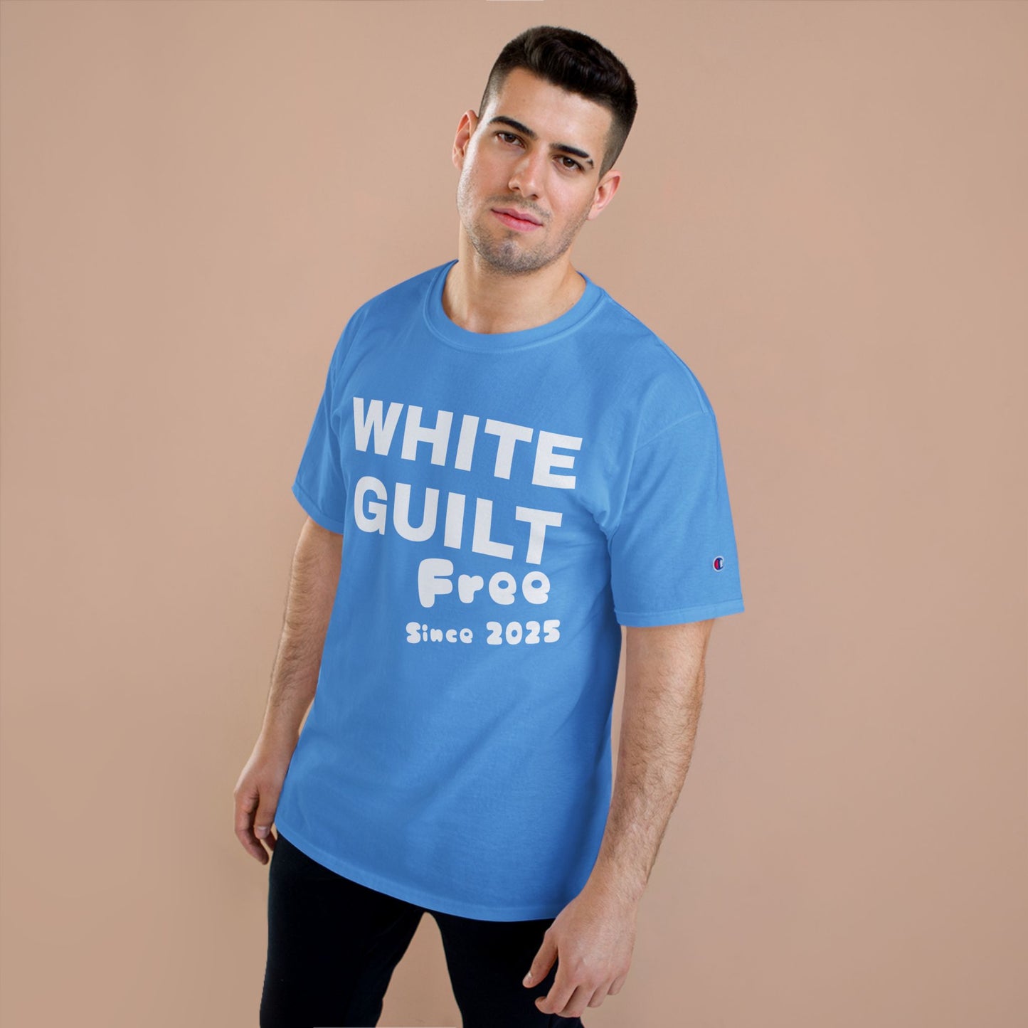 T-Shirt — "WHITE GUILT Free Since 2025" Graphic Tee