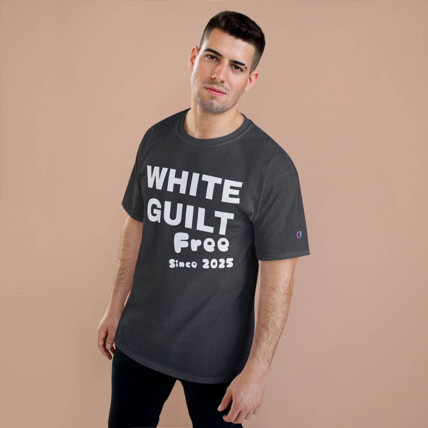 T-Shirt — "WHITE GUILT Free Since 2025" Graphic Tee